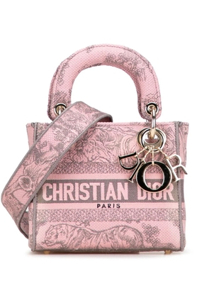 Christian Dior Pre-Owned 2023 Mini Embroidered Canvas Toile De Jouy Lady D Lite satchel - Grey