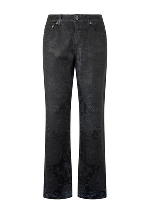 Roberto Cavalli floral-motif faded jeans - Black
