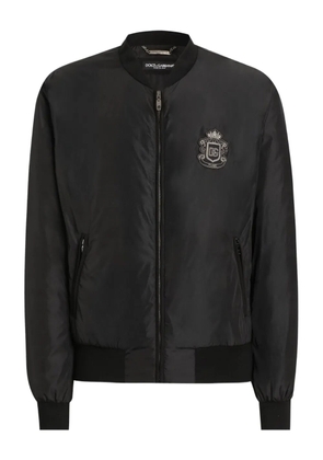 Dolce & Gabbana crest-embroidered zip-fastening bomber jacket - Black