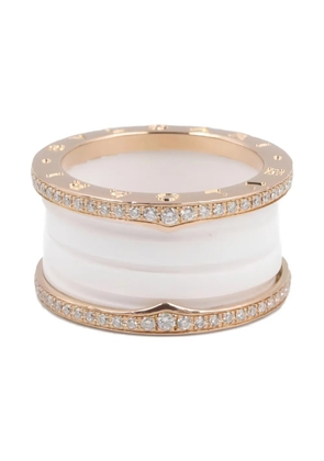 Bvlgari Pre-Owned 2010s 18K rose gold diamond and ceramic ring - White