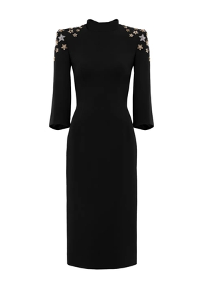 Jenny Packham star-embellished mock-neck midi dress - Black
