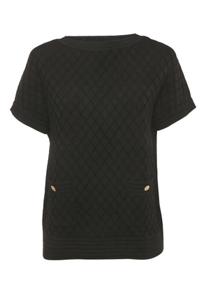 Carolina Herrera Vintage diamond-pattern knitted blouse - Black