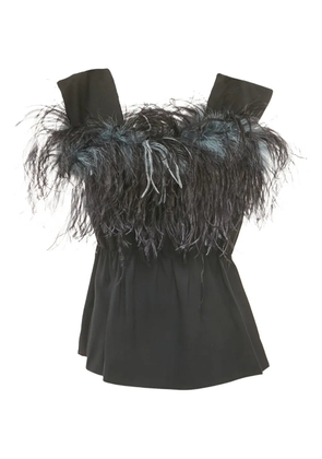 Prada Pre-Owned feather-trim crepe top - Black