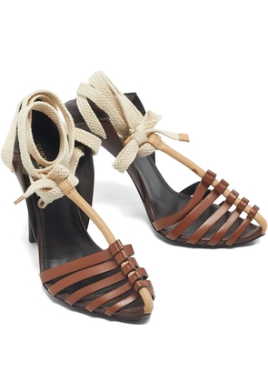 Saint Laurent Pre-Owned Majorelle lace-up pumps - Brown