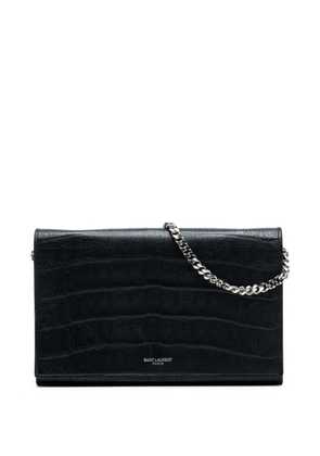 Saint Laurent Pre-Owned 2013-2025 Croc Embossed Leather Wallet On Chain crossbody bag - Black