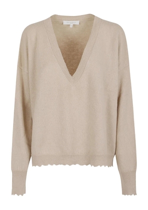 Antonelli scalloped V-neck sweater - Neutrals