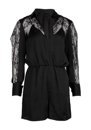 Maje Ines lace-panelled playsuit - Black