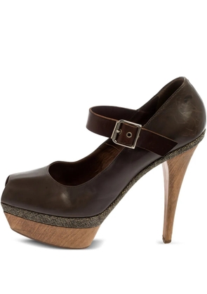 Marni Pre-Owned 2024 Leather Platform Mary Jane pumps - Brown