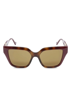Gucci Pre-Owned 2020s geometric-frame logo sunglasses - Brown