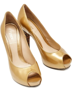 Fendi Pre-Owned 2024 95mm patent-leather platform pumps - Gold
