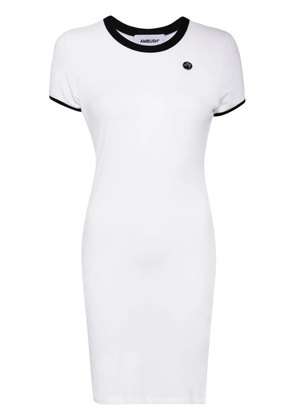 AMBUSH logo-plaque fine-knit minidress - White