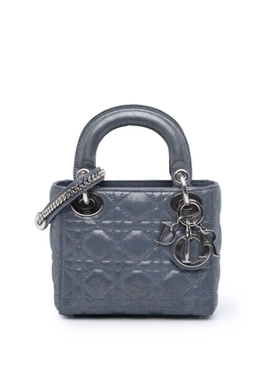 Christian Dior Pre-Owned 2015 Mini Iridescent Lambskin Cannage Lady Dior satchel - Blue