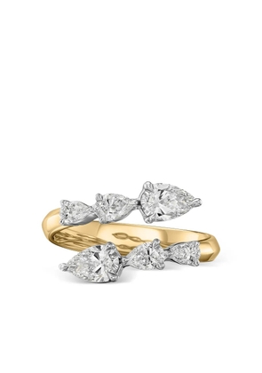 PHILLIPS HOUSE 18K yellow gold and platinum diamond pear crossover ring