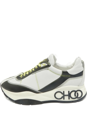 Jimmy Choo Pre-Owned logo-detail leather sneakers - White