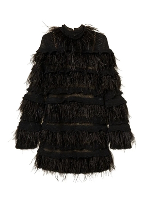 TWINSET feather-detail mini dress - Black