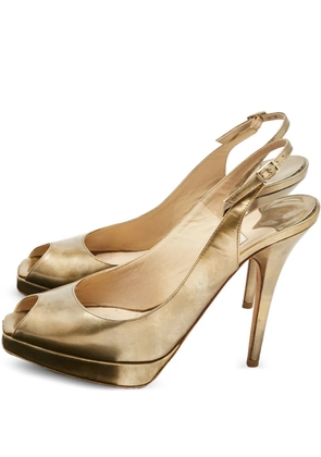 Jimmy Choo Pre-Owned peep-toe leather pumps - Gold