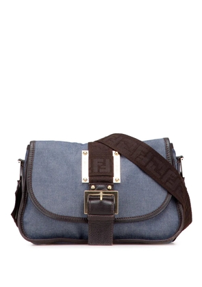 Fendi Pre-Owned 2000-2010 Zucca Trimmed Denim Buckle Flap Bag crossbody bag - Blue