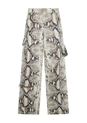 Roberto Cavalli python-print cargo pants - White