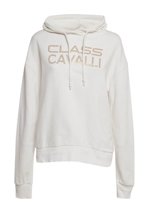 Cavalli Class studded-logo hoodie - White