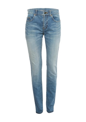 Saint Laurent Pre-Owned embroidered skinny jeans - Blue