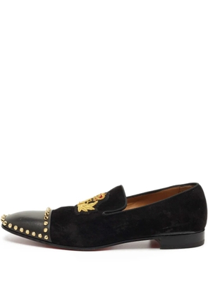 Christian Louboutin Pre-Owned Captain Loubi suede embroidery loafers - Black