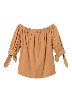 TWINSET pinstriped tie-sleeve blouse - Brown