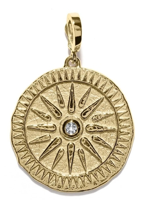 Azlee 18K yellow gold large Sunburst diamond pendant