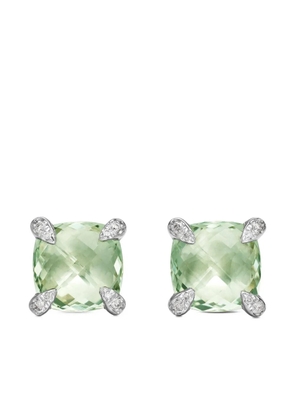 David Yurman sterling silver Chatelaine diamond stud earrings (9mm) - Green