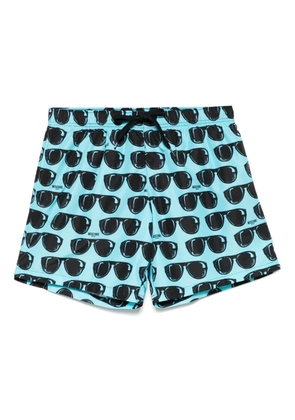 Moschino sunglasses-print swim shorts - Blue