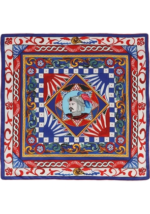 Dolce & Gabbana Carretto-print twill scarf - Blue