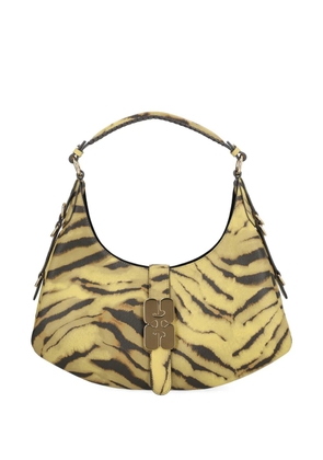 GANNI tiger-pattern buckle shoulder bag - Yellow
