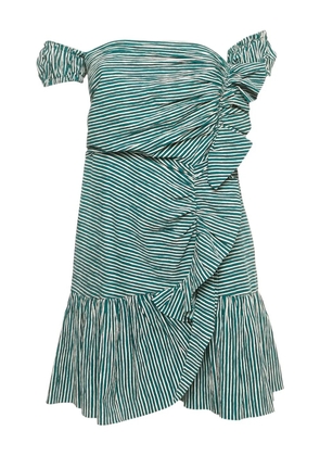 SANDRO striped ruffled mini dress - Blue