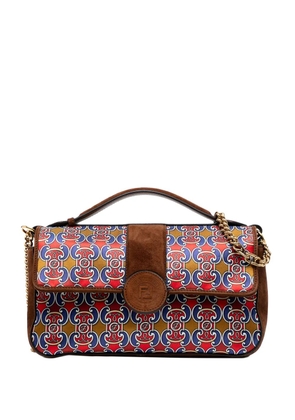 Fendi Pre-Owned 2010-2025 Printed Satin and Suede Double F Baguette satchel - Brown