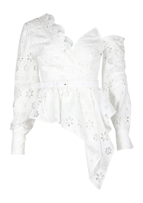 Self-Portrait asymmetric long-sleeve blouse - White