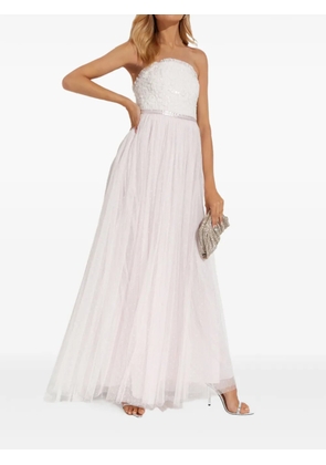 Needle & Thread sequin detail strapless maxi dress - White