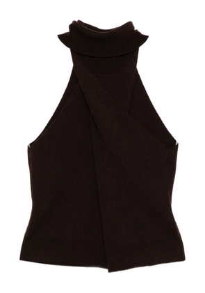 Monse twisted roll neck top - Brown