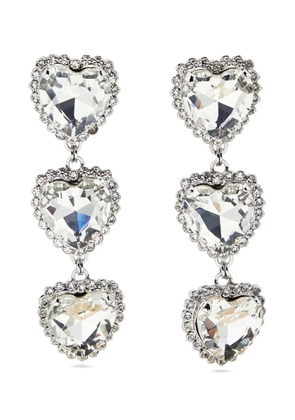 Alessandra Rich heart crystal drop earrings - Silver