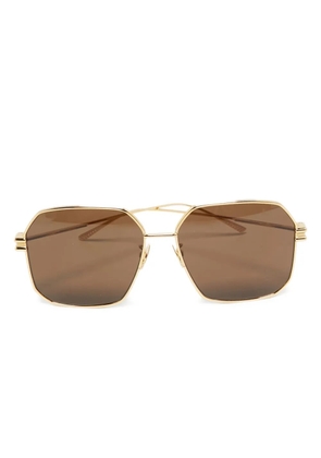 Bottega Veneta Pre-Owned geometric-frame sunglasses - Gold