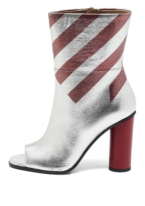 Anya Hindmarch 100mm striped heeled boots - Silver