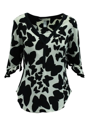 DVF Diane von Furstenberg Retta butterfly-print ruffled-sleeves blouse - Green