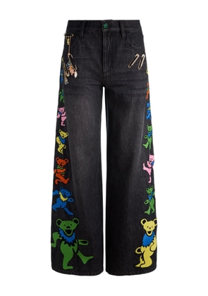 alice + olivia Amazing embroidered-patches jeans - Black