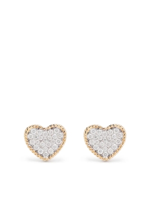 Yvonne Léon 9kt yellow gold diamond heart stud earrings