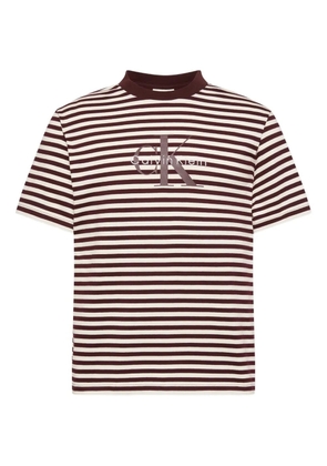 Calvin Klein Jeans logo-print striped T-shirt - Brown
