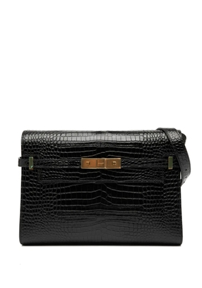 Saint Laurent Pre-Owned 2021 Medium Shiny Croc Embossed Manhattan shoulder bag - Black