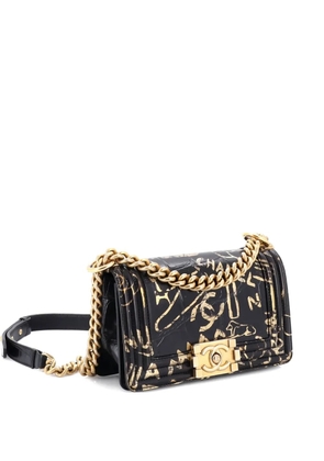 CHANEL Pre-Owned Boy Flap Bag Graffiti Crocodile Embossed Calfskin Small shoulder bag - Black