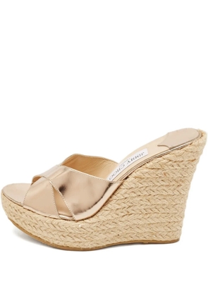 Jimmy Choo Pre-Owned leather rope wedge sandals - Neutrals