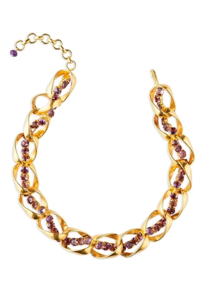 Bounkit Jewelry faceted-amethyst chain necklace - Gold