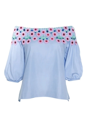 Peter Pilotto floral-embroidered top - Blue