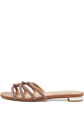 Aquazzura crystal-embellished leather sandals - Brown