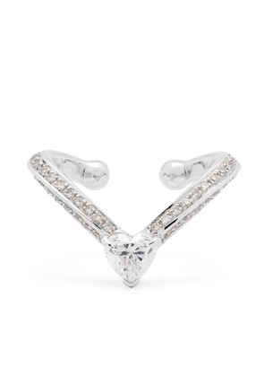 SHAY 18K white gold heart chevron diamond ear cuff - Silver